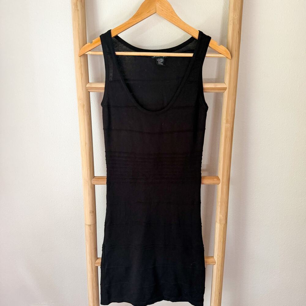 Sweater Project Black Sleeveless Bodycon Mini Dress Sheer Stretch Medium